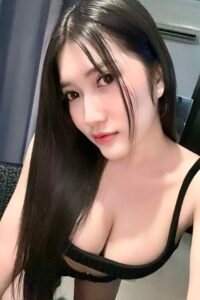 Attractive young woman with long black hair