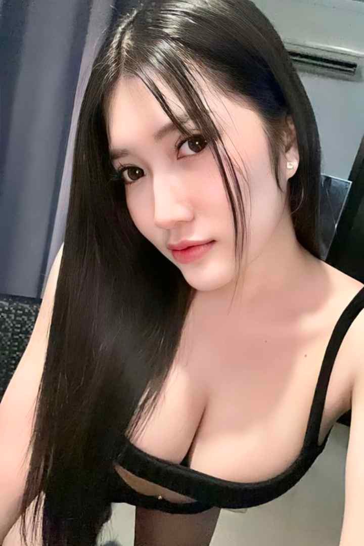 Attractive young woman with long black hair